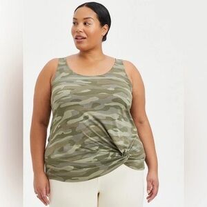 Torrid Knot Front Scoop Neck Camo Tank Top Green Size 4X